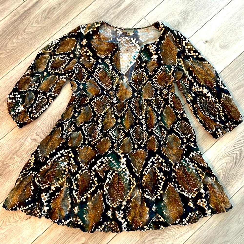 Miss Bikini Luxe Snakeskin Print Snake Coverup Dress Swim Beach Boho 42 6 Medium